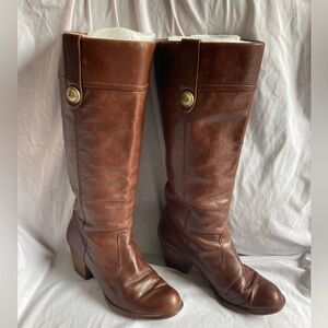 Vintage Coach Fayth Brown Leather Slip On Knee High Boots- 7B